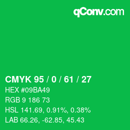 颜色代码: CMYK 95 / 0 / 61 / 27 | qconv.com