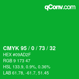 Color code: CMYK 95 / 0 / 73 / 32 | qconv.com