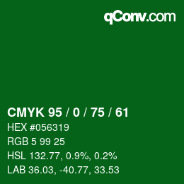 颜色代码: CMYK 95 / 0 / 75 / 61 | qconv.com