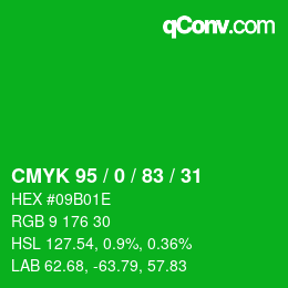 Color code: CMYK 95 / 0 / 83 / 31 | qconv.com