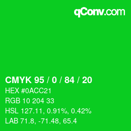 Color code: CMYK 95 / 0 / 84 / 20 | qconv.com