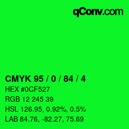 Color code: CMYK 95 / 0 / 84 / 4 | qconv.com
