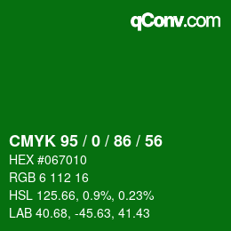 Color code: CMYK 95 / 0 / 86 / 56 | qconv.com