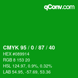 Color code: CMYK 95 / 0 / 87 / 40 | qconv.com