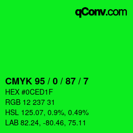 Farbcode: CMYK 95 / 0 / 87 / 7 | qconv.com