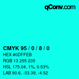 Color code: CMYK 95 / 0 / 8 / 0 | qconv.com