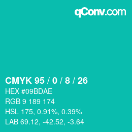 カラーコード: CMYK 95 / 0 / 8 / 26 | qconv.com