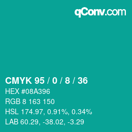 Color code: CMYK 95 / 0 / 8 / 36 | qconv.com