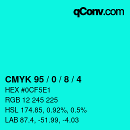 Color code: CMYK 95 / 0 / 8 / 4 | qconv.com
