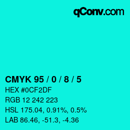 Color code: CMYK 95 / 0 / 8 / 5 | qconv.com