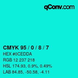 Color code: CMYK 95 / 0 / 8 / 7 | qconv.com