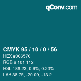 Color code: CMYK 95 / 10 / 0 / 56 | qconv.com