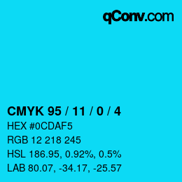 Color code: CMYK 95 / 11 / 0 / 4 | qconv.com
