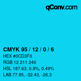 Color code: CMYK 95 / 12 / 0 / 6 | qconv.com