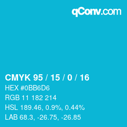 Farbcode: CMYK 95 / 15 / 0 / 16 | qconv.com