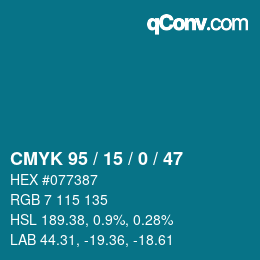Color code: CMYK 95 / 15 / 0 / 47 | qconv.com