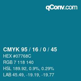 Color code: CMYK 95 / 16 / 0 / 45 | qconv.com