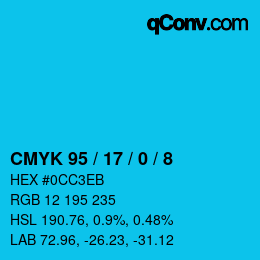 カラーコード: CMYK 95 / 17 / 0 / 8 | qconv.com