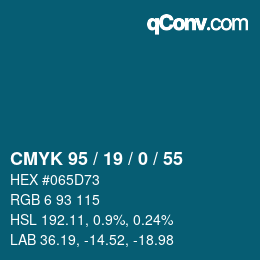 Color code: CMYK 95 / 19 / 0 / 55 | qconv.com