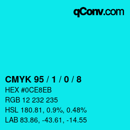 Color code: CMYK 95 / 1 / 0 / 8 | qconv.com