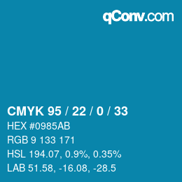 Color code: CMYK 95 / 22 / 0 / 33 | qconv.com