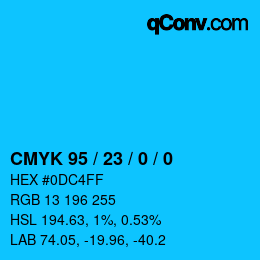 Color code: CMYK 95 / 23 / 0 / 0 | qconv.com