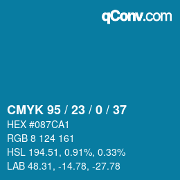 Color code: CMYK 95 / 23 / 0 / 37 | qconv.com