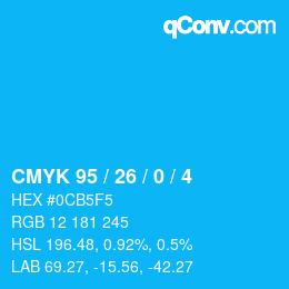 Color code: CMYK 95 / 26 / 0 / 4 | qconv.com