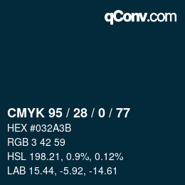 Color code: CMYK 95 / 28 / 0 / 77 | qconv.com