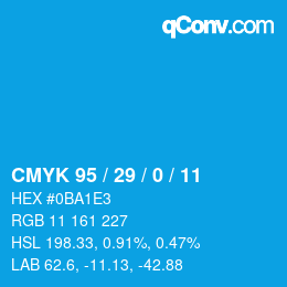 カラーコード: CMYK 95 / 29 / 0 / 11 | qconv.com
