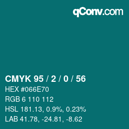カラーコード: CMYK 95 / 2 / 0 / 56 | qconv.com