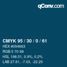Color code: CMYK 95 / 30 / 0 / 61 | qconv.com