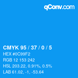 カラーコード: CMYK 95 / 37 / 0 / 5 | qconv.com
