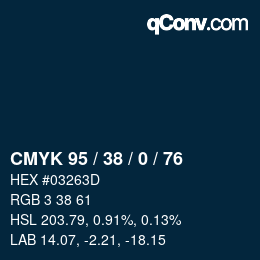 颜色代码: CMYK 95 / 38 / 0 / 76 | qconv.com