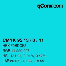 Color code: CMYK 95 / 3 / 0 / 11 | qconv.com