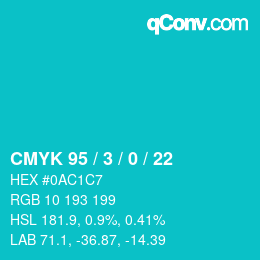 Color code: CMYK 95 / 3 / 0 / 22 | qconv.com