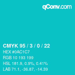 Color code: CMYK 95 / 3 / 0 / 22 | qconv.com