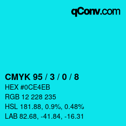 Color code: CMYK 95 / 3 / 0 / 8 | qconv.com
