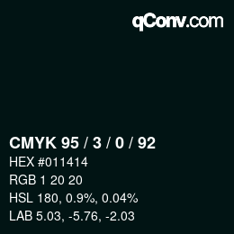 カラーコード: CMYK 95 / 3 / 0 / 92 | qconv.com