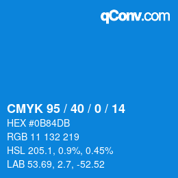 颜色代码: CMYK 95 / 40 / 0 / 14 | qconv.com