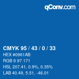 Color code: CMYK 95 / 43 / 0 / 33 | qconv.com