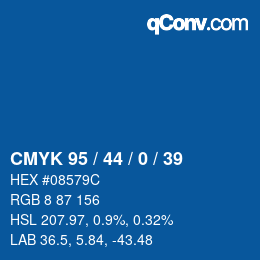 カラーコード: CMYK 95 / 44 / 0 / 39 | qconv.com