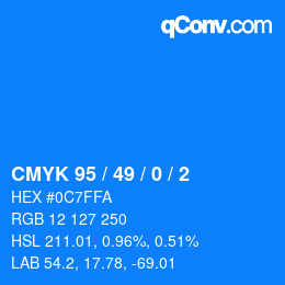 Color code: CMYK 95 / 49 / 0 / 2 | qconv.com