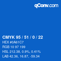 カラーコード: CMYK 95 / 51 / 0 / 22 | qconv.com