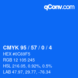 カラーコード: CMYK 95 / 57 / 0 / 4 | qconv.com