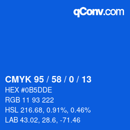 Code couleur: CMYK 95 / 58 / 0 / 13 | qconv.com