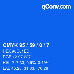カラーコード: CMYK 95 / 59 / 0 / 7 | qconv.com