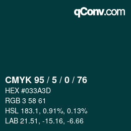 Color code: CMYK 95 / 5 / 0 / 76 | qconv.com