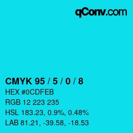 Color code: CMYK 95 / 5 / 0 / 8 | qconv.com
