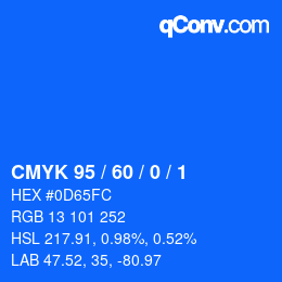 カラーコード: CMYK 95 / 60 / 0 / 1 | qconv.com